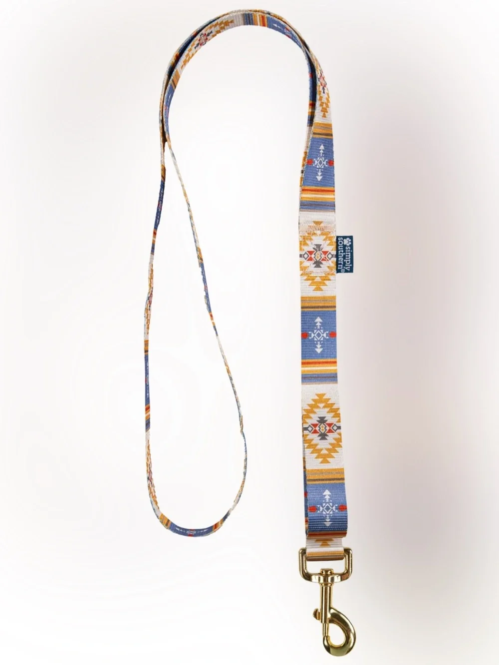 NWT Simply Southern Aztec Pattern Blue and Gold Dog Leash